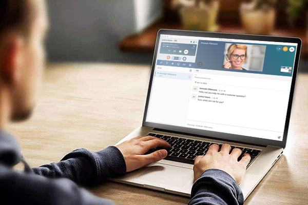 Desktop Softphone displayed on a users laptop screen